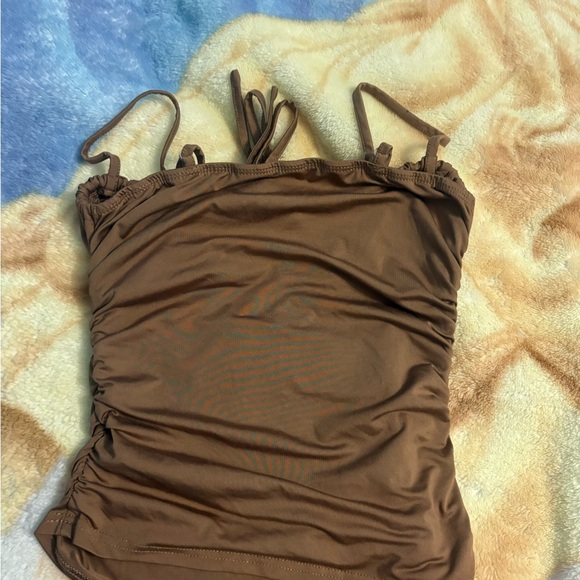 Brown Ruched Tank Top - Picture 3 of 3